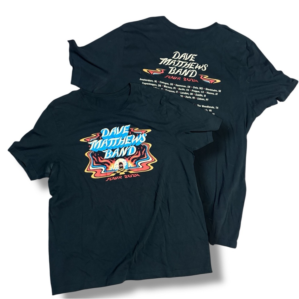 Dave Matthews Band Black Tour T-Shirt with Colorful Logo